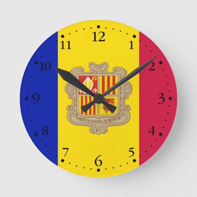Horloge Ronde Drapeau d'Andorre patriotique (Recto)