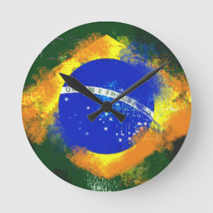 Horloge Ronde Drapeau de Brésilien du Brésil de BR