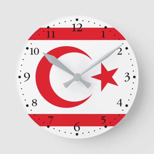 Horloge Ronde Drapeau de Chypre du Nord (Recto)