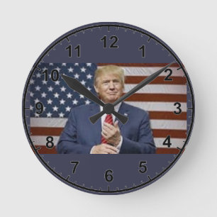 Horloge Ronde Drapeau de Donald Trump