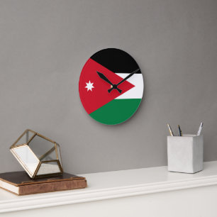Horloge Ronde Drapeau de Jordanie