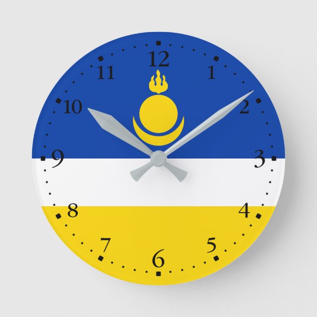 Horloge Ronde Drapeau de la Buryatia patriotique (Recto)