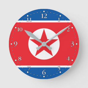 Horloge Ronde Drapeau de la Corée du Nord