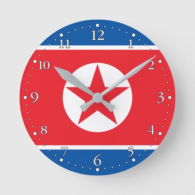 Horloge Ronde Drapeau de la Corée du Nord (Recto)