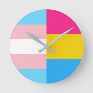 Horloge Ronde Drapeau de la fierté transgenre pansexuelle double