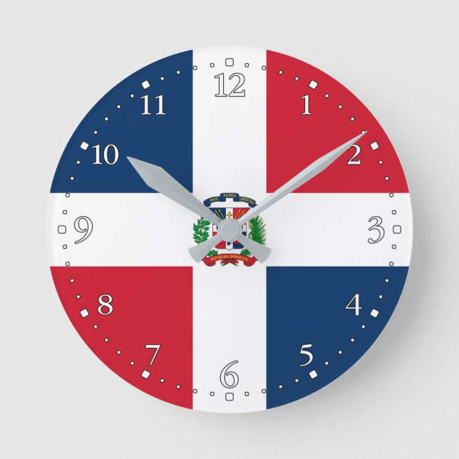 Horloge Ronde Drapeau de la République Dominicaine (Recto)