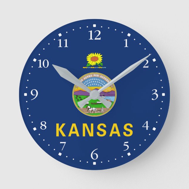 Horloge Ronde Drapeau de l'État du Kansas (Recto)