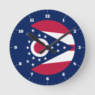 HORLOGE RONDE DRAPEAU DE L'ÉTAT OHIO
