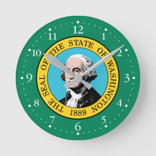 Horloge Ronde Drapeau de l'État patriotique de Washington
