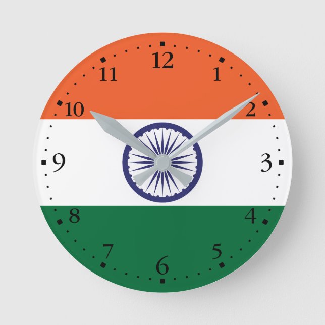 Horloge Ronde Drapeau de l'Inde (Recto)
