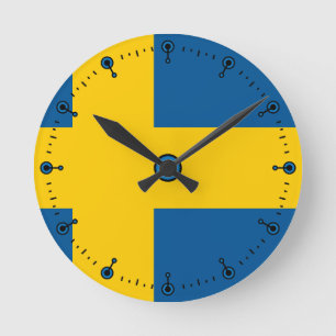Horloge Ronde Drapeau de mod d'horloge murale de la Suède