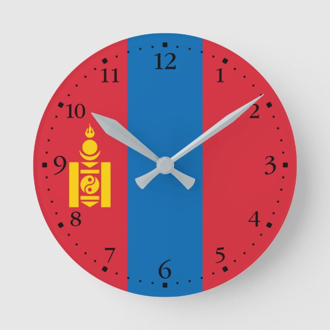 Horloge Ronde Drapeau de Mongolie (Recto)