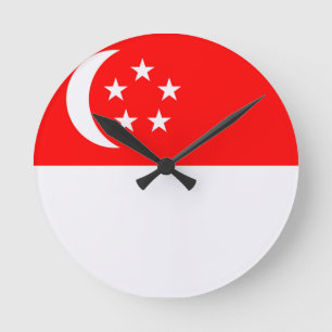 Horloge Ronde Drapeau de Singapour