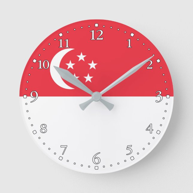 Horloge Ronde Drapeau de Singapour (Recto)