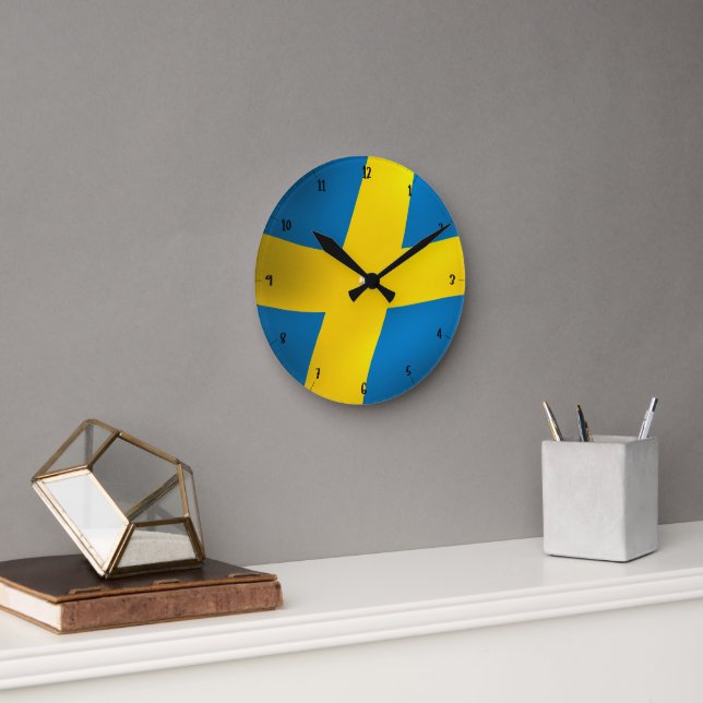 HORLOGE RONDE DRAPEAU DE SWEDISH (Bureau)