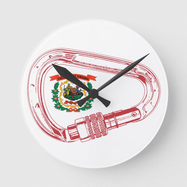 Horloge Ronde Drapeau de Virginie-Occidentale Escalade carabiner (Recto)