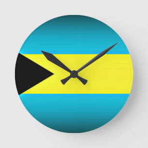 Horloge Ronde Drapeau des Bahamas Arête sombre