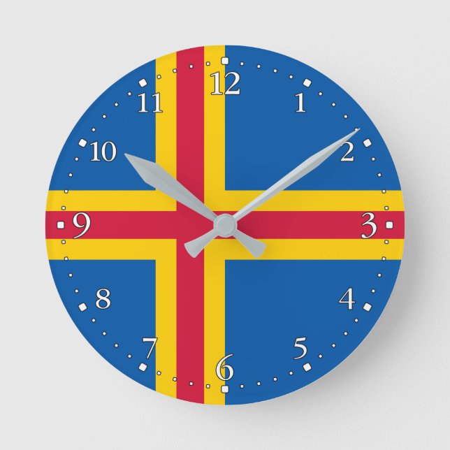 Horloge Ronde Drapeau des îles Åland patriotiques (Recto)