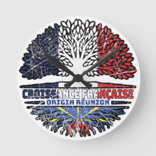 Horloge Ronde Drapeau des racines d'arbres de la Réunion