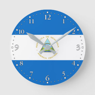 Horloge Ronde Drapeau du Nicaragua