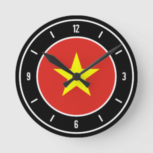 Horloge Ronde Drapeau du Vietnam élégant