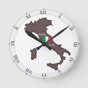Horloge Ronde Drapeau et carte de l'Italie