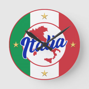 Horloge Ronde Drapeau et carte Italia