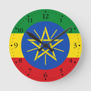 Horloge Ronde Drapeau Éthiopie
