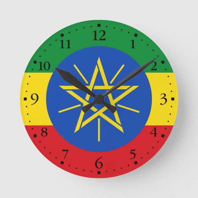 Horloge Ronde Drapeau Éthiopie (Recto)
