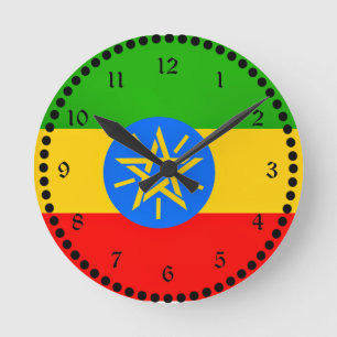 Horloge Ronde Drapeau éthiopien