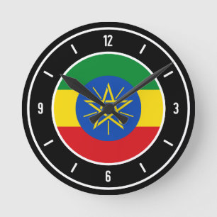 Horloge Ronde Drapeau éthiopien élégant