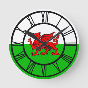 Horloge Ronde Drapeau gallois du Dragon rouge