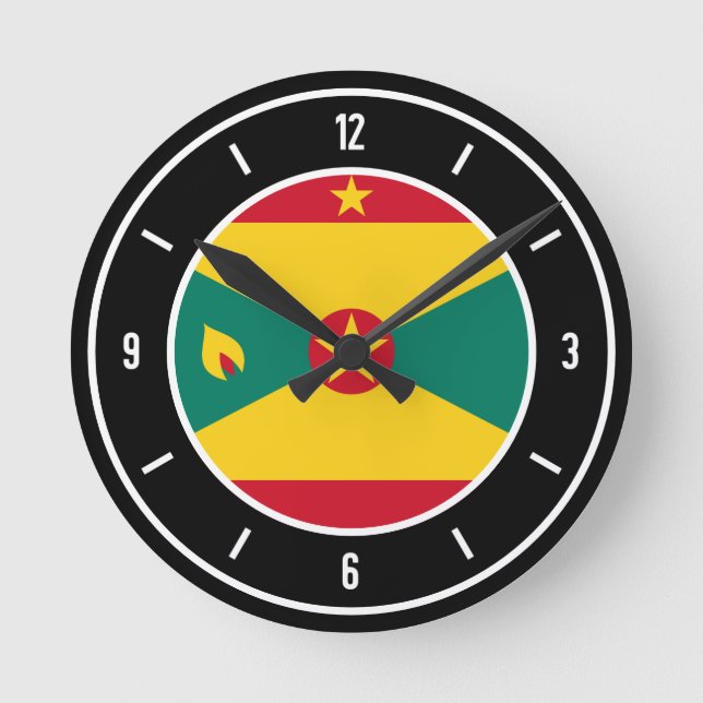 Horloge Ronde Drapeau Grenade élégant (Recto)