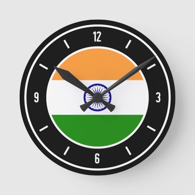 Horloge Ronde Drapeau indien élégant (Recto)