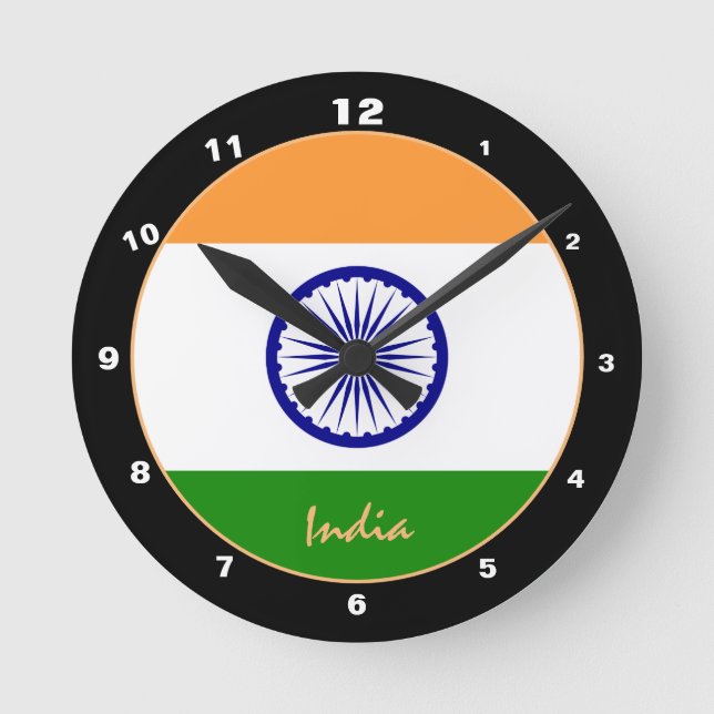Horloge Ronde Drapeau indien patriotique, Inde tendance Maison / (Recto)