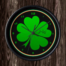 Horloge Ronde Drapeau irlandais, Shamrock, Irlande Accueil, St P