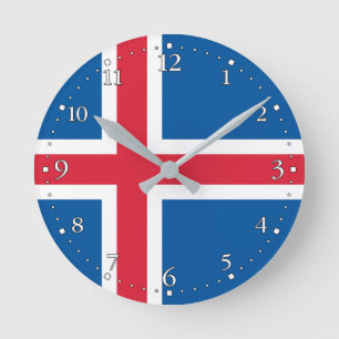 Horloge Ronde Drapeau Islande