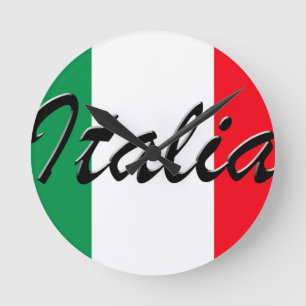 Horloge Ronde Drapeau Italia - Haute Qualité