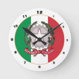 Horloge Ronde Drapeau italien patriotique & Italie Accueil sport