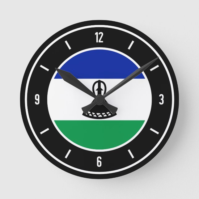 Horloge Ronde Drapeau Lesotho élégant (Recto)
