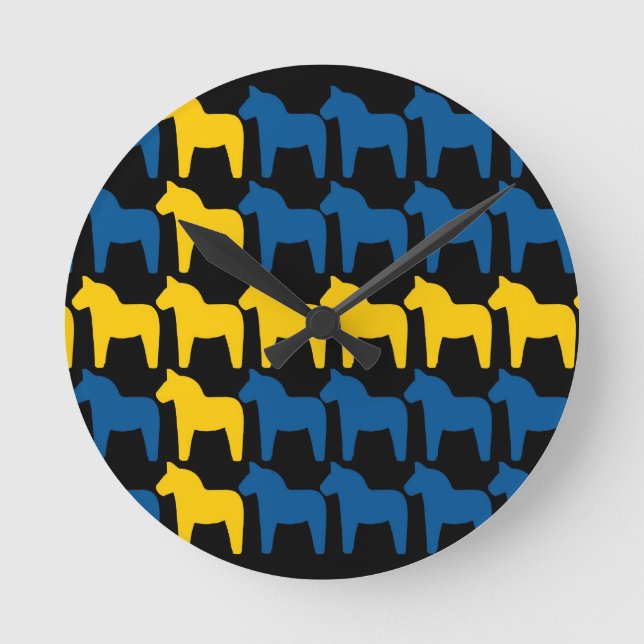 Horloge Ronde Drapeau noir de la Suède Dala (Recto)