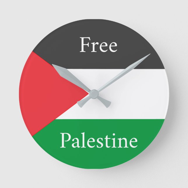 Horloge Ronde Drapeau palestinien Libérez la Palestine customisé (Recto)