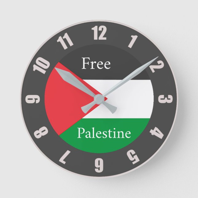 Horloge Ronde Drapeau palestinien Libérez la Palestine Round C P (Recto)
