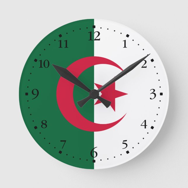 Horloge Ronde Drapeau patriotique algérien (Recto)