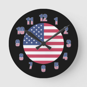 Horloge Ronde Drapeau patriotique américain