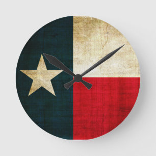 Horloge Ronde Drapeau solitaire d'étoile de patriotique rustiqu
