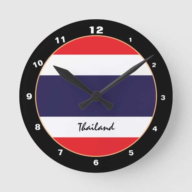 Horloge Ronde Drapeau thaïlandais, patriotique Thaïlande tendanc (Recto)