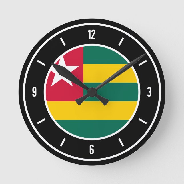 Horloge Ronde Drapeau Togo élégant (Recto)