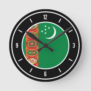 Horloge Ronde Drapeau Turkménistan élégant