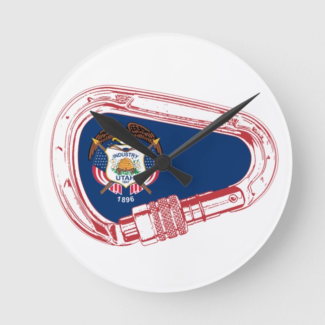 Horloge Ronde Drapeau Utah Escalade carabiner (Recto)